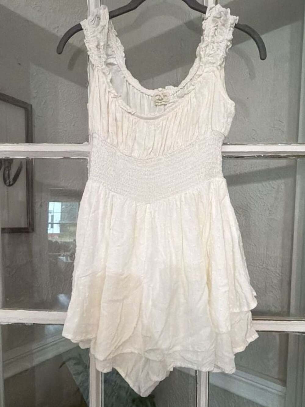 Urban Outfitters White Ruffle Romper